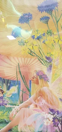 This live phone wallpaper features a mystical fairy garden