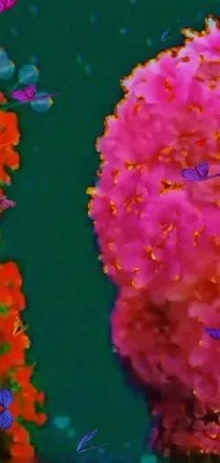 This phone live wallpaper boasts stunning visuals with a combination of vibrant colors, microscopic flowers, and lively sea creatures