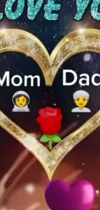 This live wallpaper is a trending design on TikTok, featuring a heart in red with "I love you Mom Dad" written in bold white letters