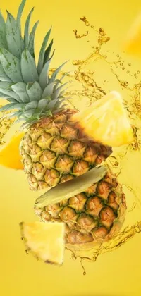 Elevate your phone screen with vibrant digital art featuring a pineapple with a slice taken out, pouring juice in a lively avatar image
