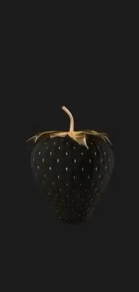 Upgrade your phone's aesthetics with this stunning live wallpaper! Featuring a detailed close-up of a red strawberry on a black background with a striking gold and black color scheme, this wallpaper is the epitome of elegance