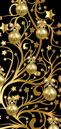 Looking for a festive live wallpaper for your phone? Look no further than this stunning golden Christmas tree on a black backdrop