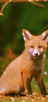 This phone live wallpaper showcases a charming digital rendering of a fox in the wilderness