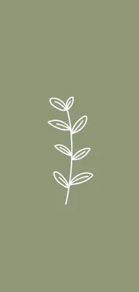 This live wallpaper boasts a minimalist line drawing of a plant with leaves on a lush green background