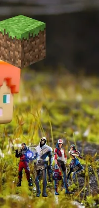 This vibrant live wallpaper shows action figures in a green grassy field engaged in thrilling adventure