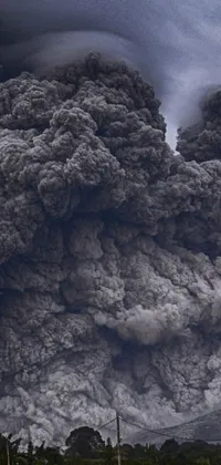 Ominous volcanic live wallpaper featuring a photomanipulation of a pyroclastic flow