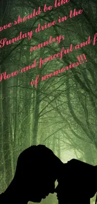 This live wallpaper features a romantic couple kissing in a magnificent forest, bringing to life the magic of nature
