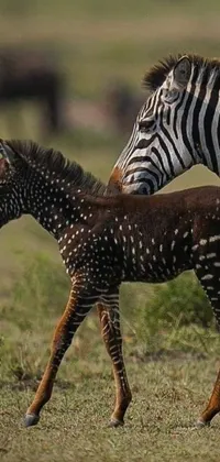 Bring the beauty of the African savannah to your phone with this live wallpaper featuring a baby zebra and its parent