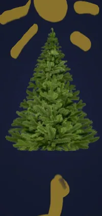 This holiday-inspired phone live wallpaper features a Christmas tree adorned with ornaments and beautifully designed in gold and dark blue colors
