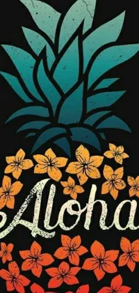 This phone live wallpaper boasts a mesmerizing image of a pineapple, surrounded by lush tropical flowers, and the word "aloha"