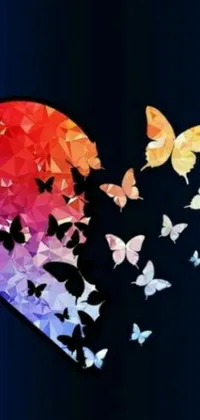 Enhance your phone with a lively heart and butterfly live wallpaper