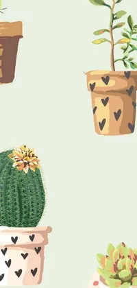 Get inspired by the trendy Potted Plants phone live wallpaper with its minimalistic digital painting of a bunch of potted plants on top of each other