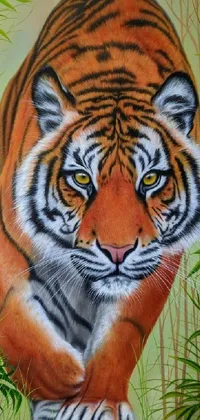 Plant Leaf Bengal Tiger Live Wallpaper
