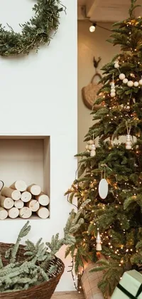 Transform your phone's screen into a festive living room with this stunning Christmas tree live wallpaper
