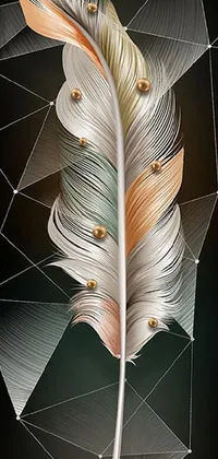 This mobile live wallpaper features a digital painted close-up of a feather on a black background