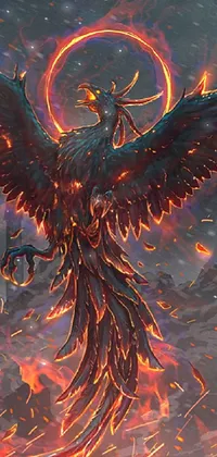 This phone wallpaper depicts a soaring bird, symbolizing the phoenix rising from ashes with renewed strength and purpose