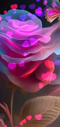 This phone live wallpaper showcases a colorful close-up of a flower with a butterfly resting on one of its petals, created in the style of romanticism