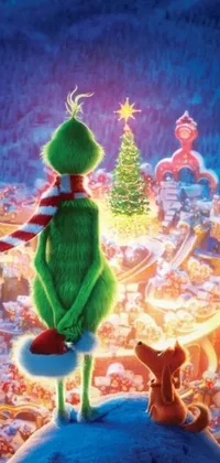 This phone live wallpaper features the iconic character, The Grinch, created by Dr