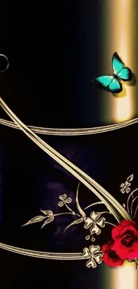 Enhance your phone’s screen with this stunning live wallpaper! The digital art display includes a red rose and a blue butterfly, contrasting perfectly against a sleek black backdrop