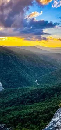 This stunning live wallpaper showcases a breathtaking sunset view from a mountaintop in West Virginia
