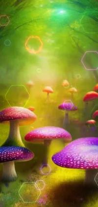 Transform your phone screen into a magical mushroom-filled forest with this stunning live wallpaper