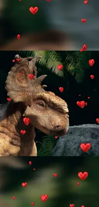 Looking for a fun and unique live wallpaper for your phone? Check out this cheerful scene featuring two adorable dinosaurs standing side by side