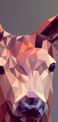 This stunning phone live wallpaper features a close-up image of a deer's head rendered in a beautiful polycount vector art style by a talented digital artist