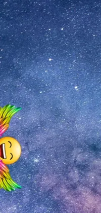 This stunning live wallpaper features a colorful bird perched atop a starry sky