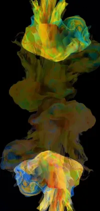 This close-up floral phone live wallpaper showcases mesmerizing digital art with an inverted rainbow drip paint effect against a black background