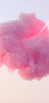 This lively phone live wallpaper features a stunning pink cloud suspended in the sky with an airplane flying in the background