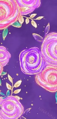 This stunning phone live wallpaper features a close-up of vibrant flowers against a purple background