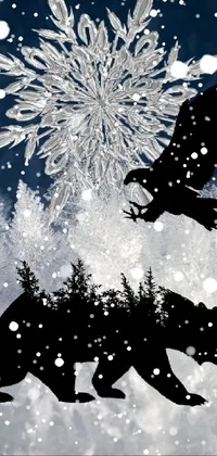Get into the winter spirit with this live phone wallpaper featuring bears standing in snow
