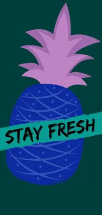 Upgrade your phone's look with our "Stay Fresh Pineapple" live wallpaper! Featuring a screenprinted pineapple with "Stay Fresh" written atop, this blueish design boasts cool and refreshing aesthetic