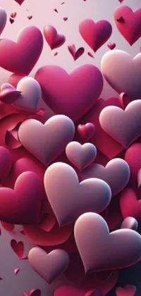 This charming phone live wallpaper offers a delightful display of floating pink hearts over a vibrant background image