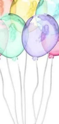 This mobile live wallpaper boasts a dreamy display of translucent balloons in soft, colorful hues