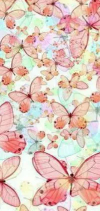 This stunning phone live wallpaper features a stunning bunch of delicate pink butterflies fluttering about against a fresh white background