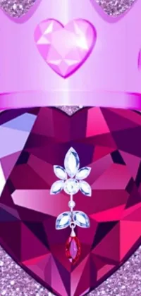 This live wallpaper for your phone features a dazzling heart-shaped crystal adorned with a majestic crown utilizing the crystal cubism technique, creating a one-of-a-kind look