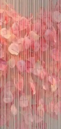 The pink floral live wallpaper features exquisite art nouveau style with delicate curves, falling leaves, and swaying strings