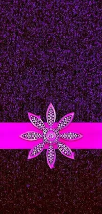 This live phone wallpaper showcases a stunning purple and black background accompanied by a beautiful pink ribbon