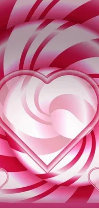 This live phone wallpaper features a vibrant red and white swirled background with a heart focal point