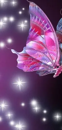 This stunning Butterfly and Flower Live Wallpaper is a vibrant digital artwork trending on Pixabay, featuring a close-up of a beautiful butterfly resting on a flower