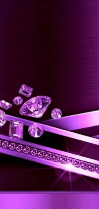 This live phone wallpaper is a dazzling showcase of diamond artistry with a charming purple color scheme