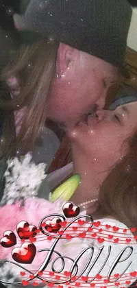This phone live wallpaper captures a romantic moment between a couple, celebrating their love