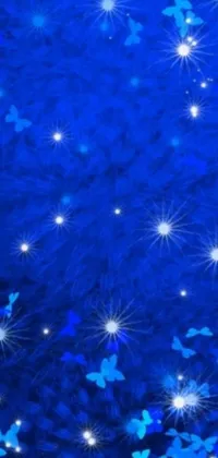 This breathtaking live wallpaper features a serene blue background adorned with delicate snowflakes and twinkling stars