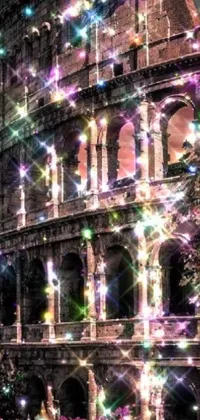 This phone live wallpaper features a vibrant digital artwork inspired by the Colosseum in Rome