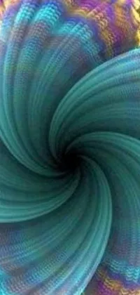 This phone live wallpaper offers a calming teal-colored computer generated image of a spiral with a vivid flow