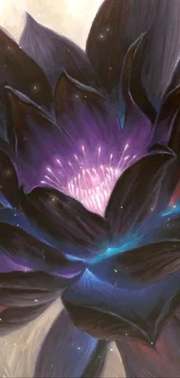 Discover the stunning purple-centered flower live wallpaper that offers ultrafine detailed painting of a lotus flower, representing spiritual enlightenment and growth