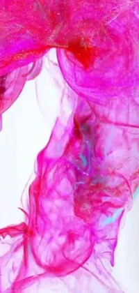 This live phone wallpaper is a stunning close-up of a pink object spreading out on a white surface