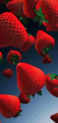 Looking for a unique and visually stunning phone wallpaper? Check out this mesmerizing live wallpaper featuring a swarm of flying strawberries