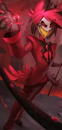 This live wallpaper depicts a striking close-up of the menacing character Shaco from a popular video game